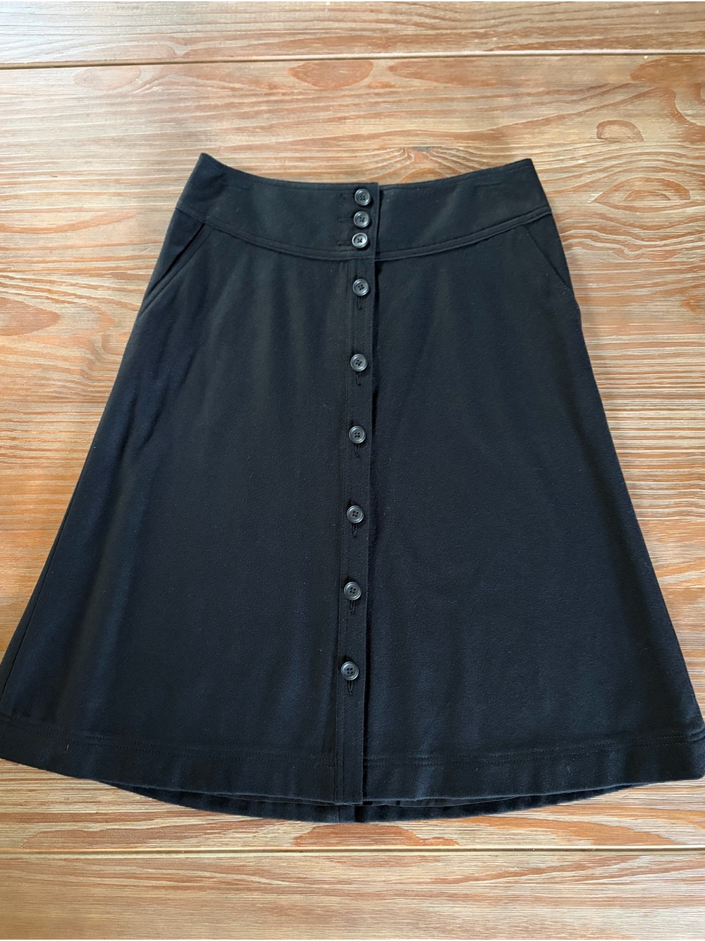 NWT Banana Republic Black Wool Button-Front A-Line Skirt